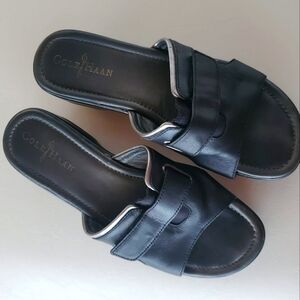 Cole Haan Nike Air Wedge Black Slide Leather Sandles